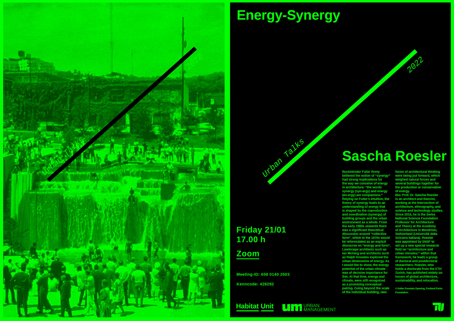 Lecture on “Energy-Synergy” by Sascha Roesler, invited by Prof. Dr. Elke Beyer, Habitat-Unit, TU Berlin, January 21, 2022